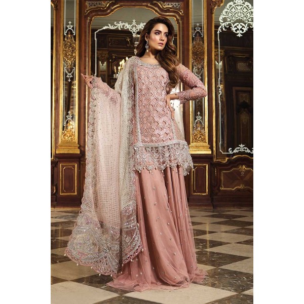 Maria B MBROIDERED Fabric Glittery Pink - (BD-1506)